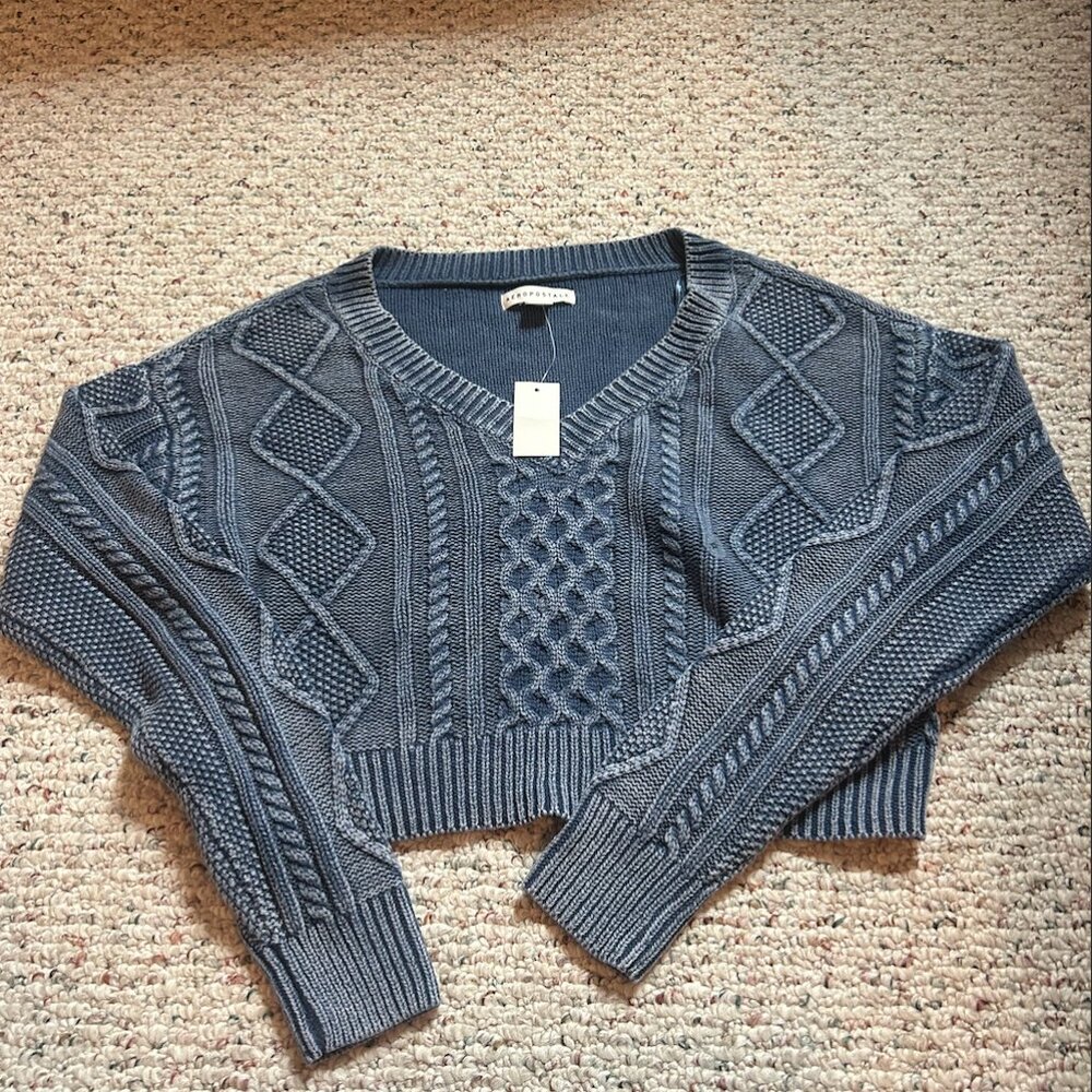 Aeropostale Cropped Cable Knit Sweater